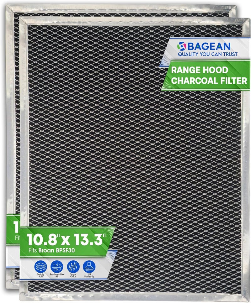 Bagean Broan Range Hood Charcoal Filter for 10.81' x 13.31' BPSF30 99010308 - Carbon Ductless Exhaust Hood Filter - Freshens Kitchen Air Over Oven (2-Pack) - Image 1
